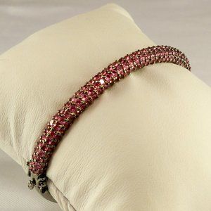 NEW Pink Cubic Zirconias Silver Designer Cuff Bracelet